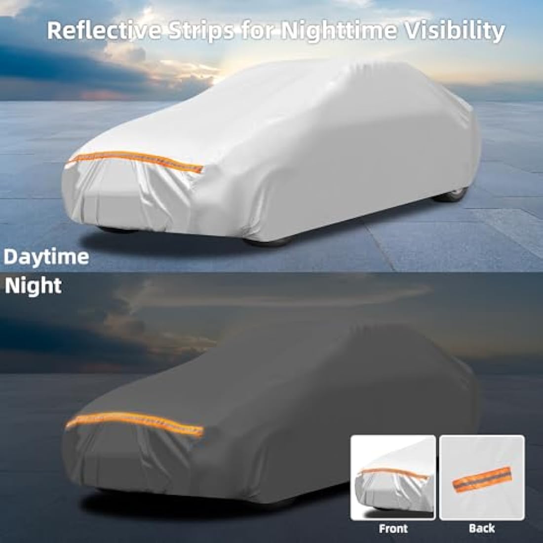 Car Cover, Ohuhu Universal Full Car Covers Outdoor Indoor, All Weather Protection Auto Cover Windproof Snowproof Dustproof Scratch Resistant UV Protection, Fit Sedan (191"-201"/ 485-510cm)