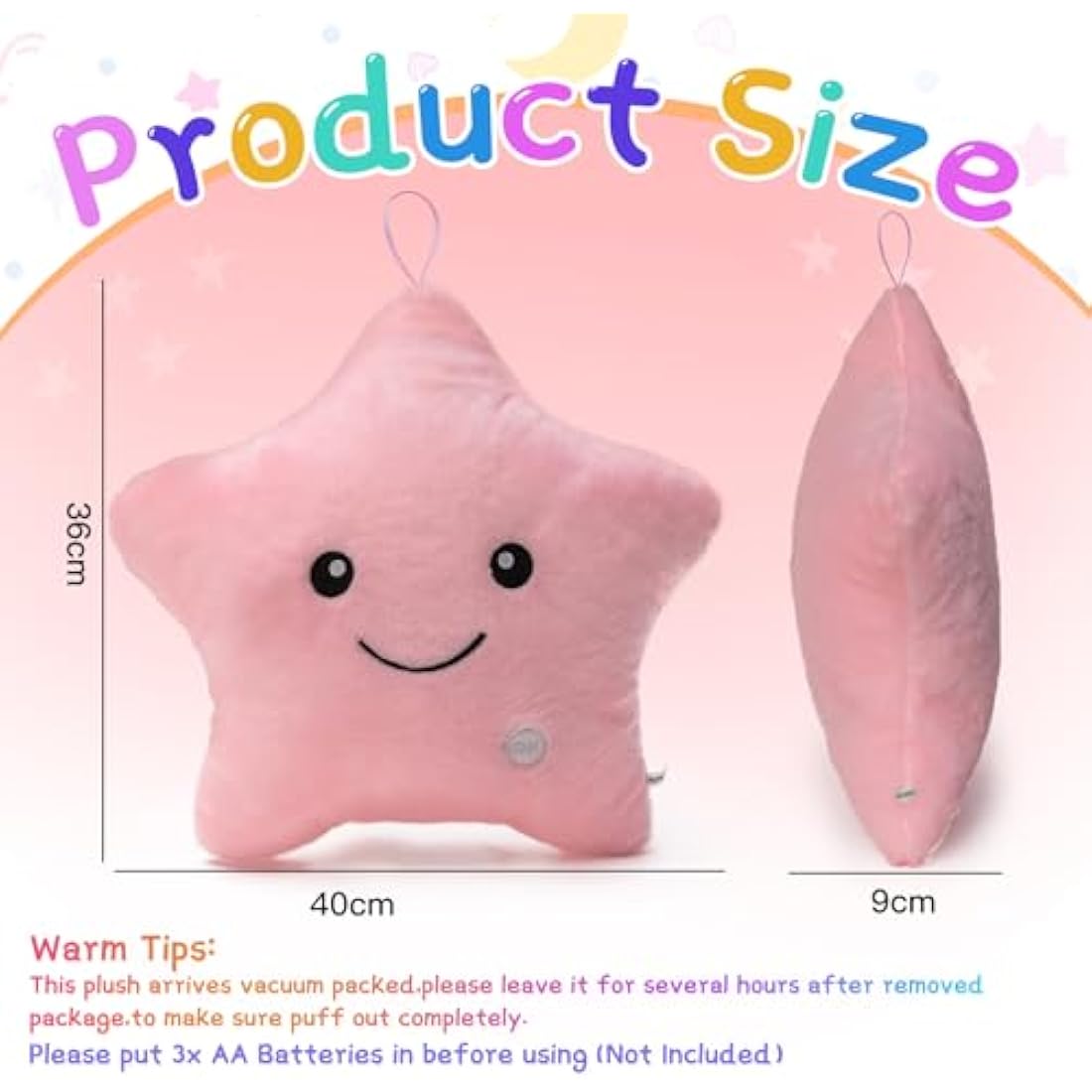 NYOBABE Sensory Toys for Autism,Light Up Star Teddy Sensory Lights,Kids Sleep Aid Adhd Autism Special Needs Developmental Toys,Birthday Xmas Gifts for Toddler Boys Girls Age 3 4 5 6 7 8 9 Pink