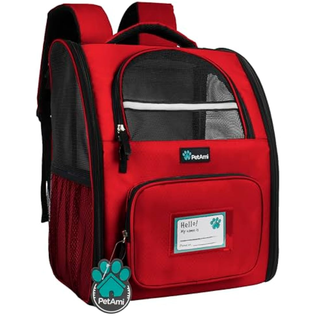 PetAmi Dog Backpack Carrier for Small Large Cat, Pet, Puppies, Ventilated Pet Hiking Backpack Travel Bag, Airline Approved Cat Backpack Carrier, Safety Back Support, Camping Biking Dog Bag, Red
