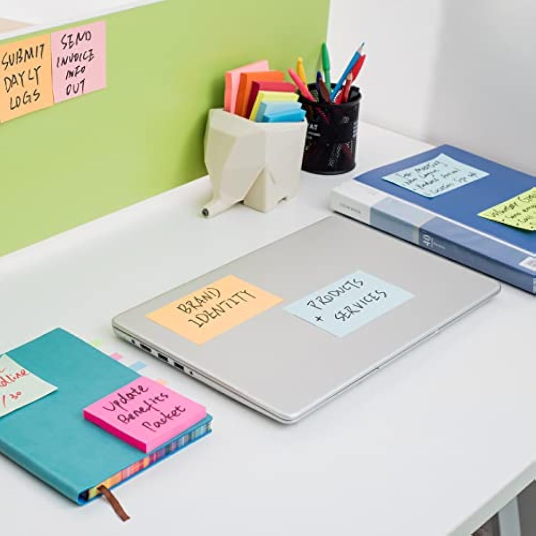 ZCZN 48 Pads Sticky Notes, 76 x 76 mm, 100 Sheets/Pad, 6 Bright Colours Self-Stick Note Pads for Reminders, Value Pack