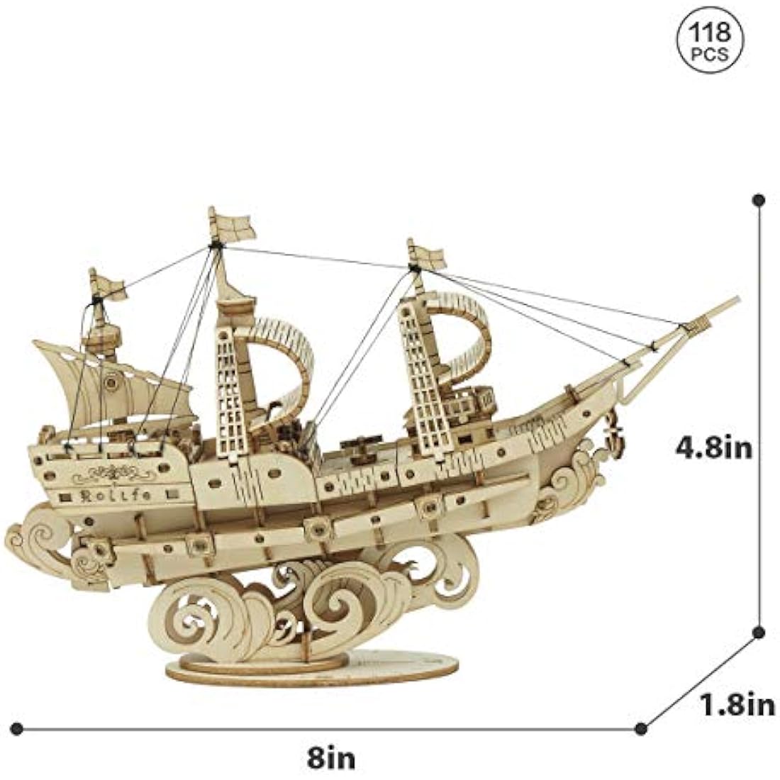 Rolife Model Kits Sailing Ship - 3D Puzzle Boat Wooden Puzzles for Adults and Teens, Construction Kits Toy Building Sets Home Desk Decoration Gifts