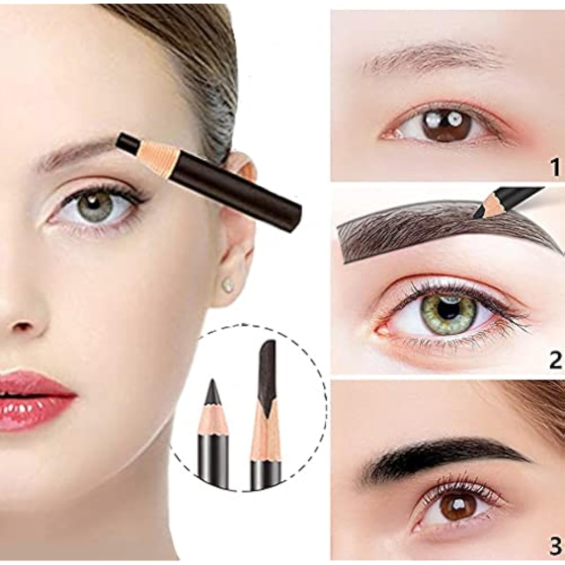 Go Ho 12 PCS Black Eyebrow Eyeliner Pencil Set, Waterproof Eyebrow Pencil,Long-lasting Sweat-proof Eyeliner Makeup Brow Tint Pen（Black）