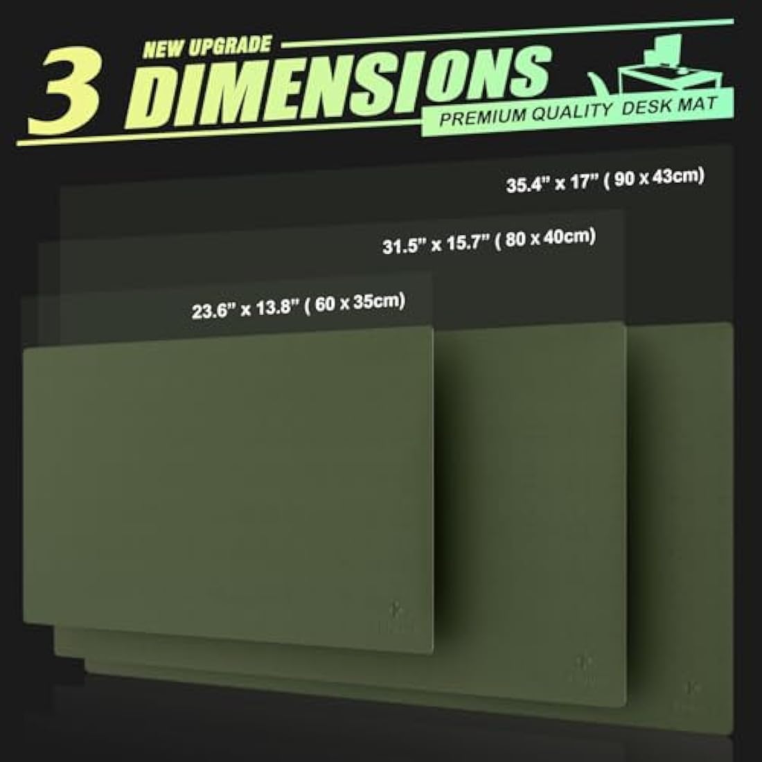 K KNODEL Large Office Leather Desk Mat, Mouse and Keyboard Pad, Computer and Laptop Mat, Desktop Protector and Cover, Writing Pad and Blotter (90x43cm, Dark Green)