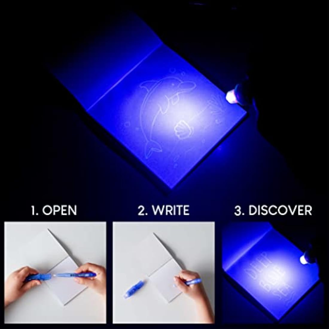 BONNYCO Invisible Ink Pen and Notebook, Pack 8 Sea Animals Ocean Party Bags Fillers, Pinata Toys | Birthday Decorations | Stocking Fillers for Kids Birthday | School Prizes, Gifts for Children
