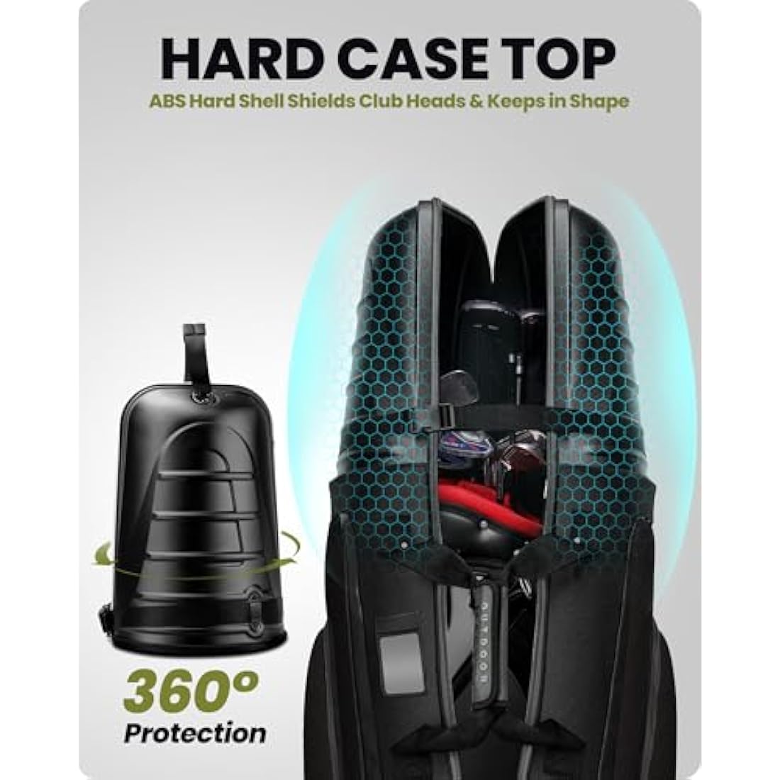 OutdoorMaster Golf Travel Bags for Airlines with Wheels and Hard Case Top, Protect Golf Clubs, Lightweight and Easy to Maneuver, Upgrade Version