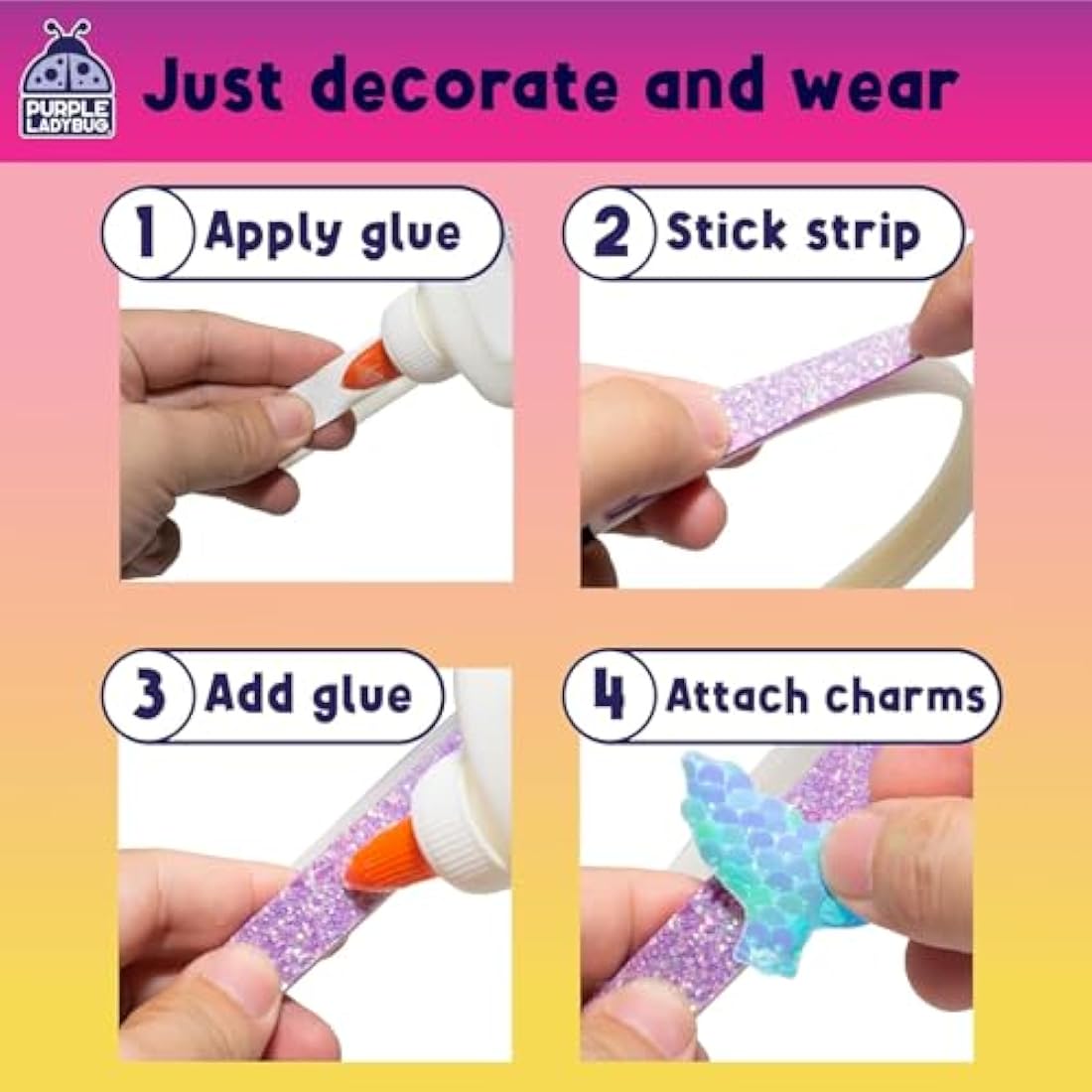 PURPLE LADYBUG DIY Headband Making Kit for Girls - Mermaid Gifts for Girls Age 6+, Creative Headband Making Set, Non-Toxic Hair Accessories, Mermaid-Themed Birthday Presents