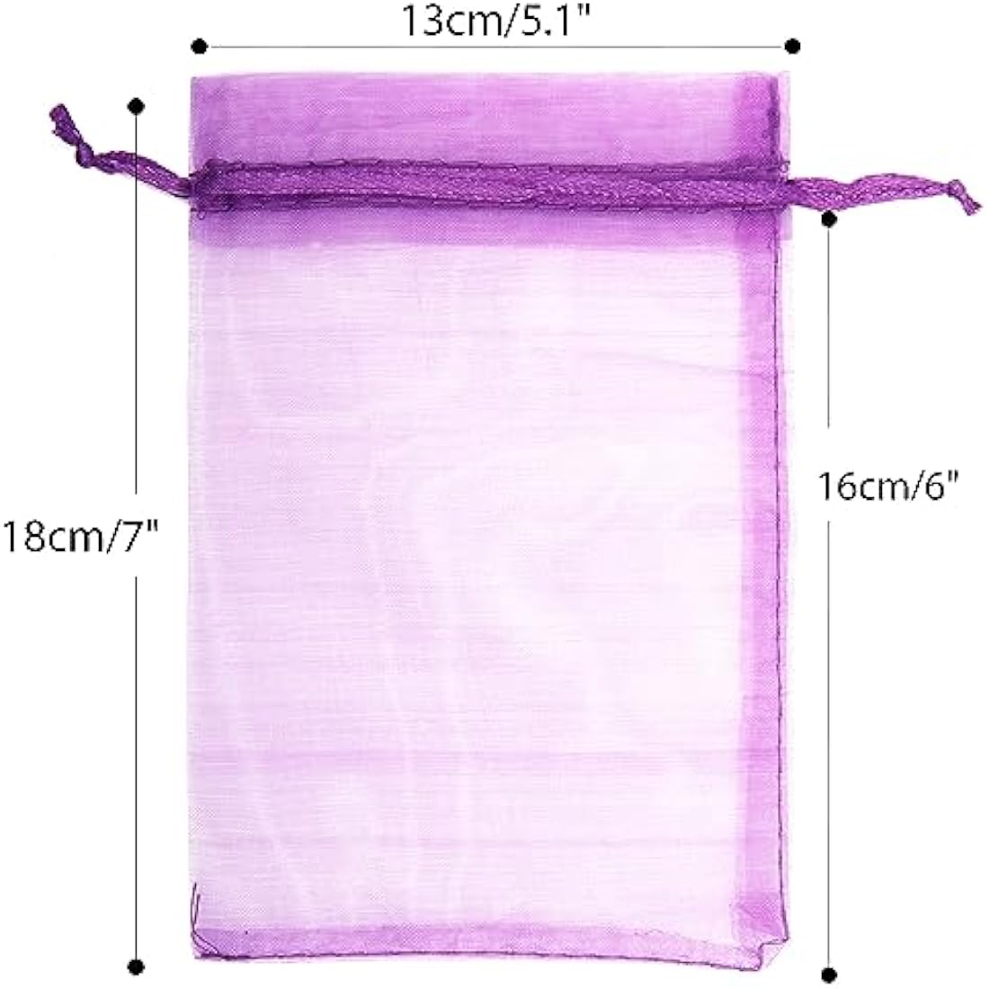 G2PLUS Purple Organza Gift Bags: 13x18 CM Clear Mesh Pouches, 100 PCS Organza Jewellery Bags, Large Favour Pouches for Wedding, Birthday Party Supplies