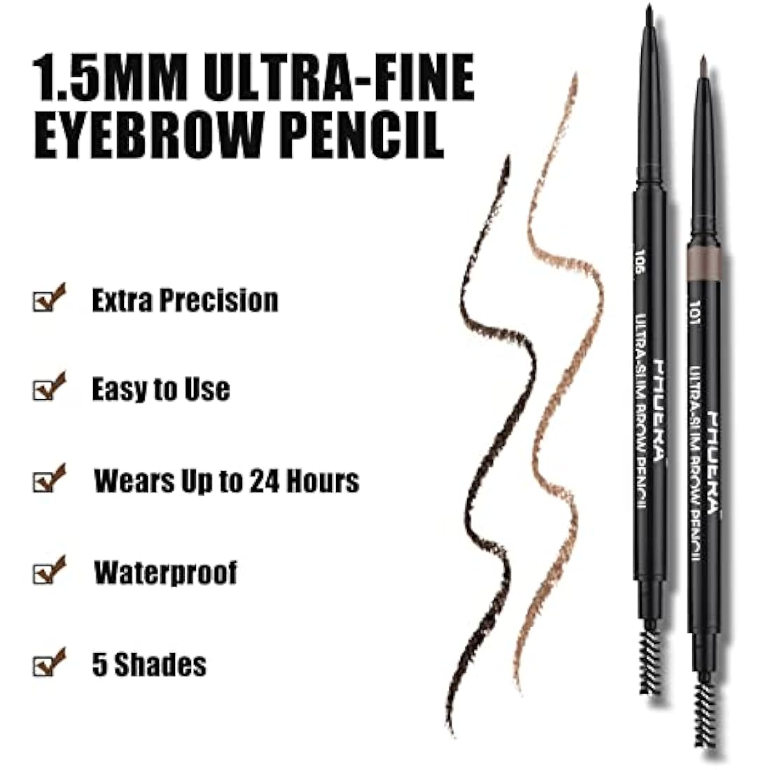 Eyebrow Pencil Natural Look - Black, Long-Lasting, Waterproof, Precise Application - Vegan & Cruelty-Free 0.08g (101#Taupe)