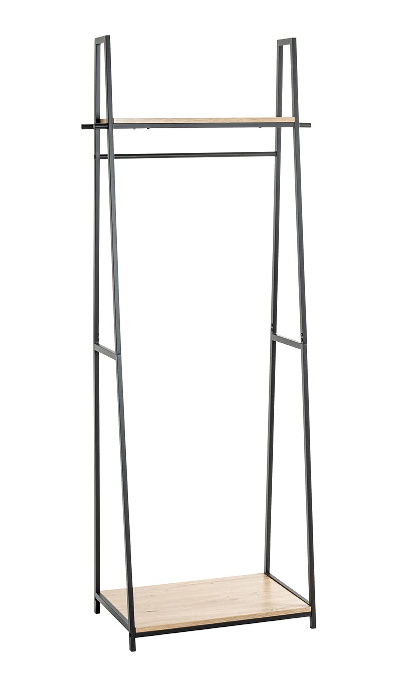 HAKU Hall-Tree oak, black, MDF - Dim.: W 68 x H 166 x D 40 cm, Style: Modern