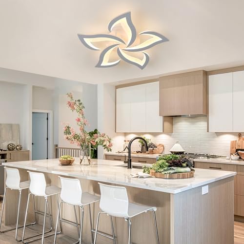 Comely LED Ceiling Light, 60W 6750LM Modern Lamp, Elegant Petal Design Light for Living Room Bedroom Dining Room (Warm Light 3000K, Dia 60cm)