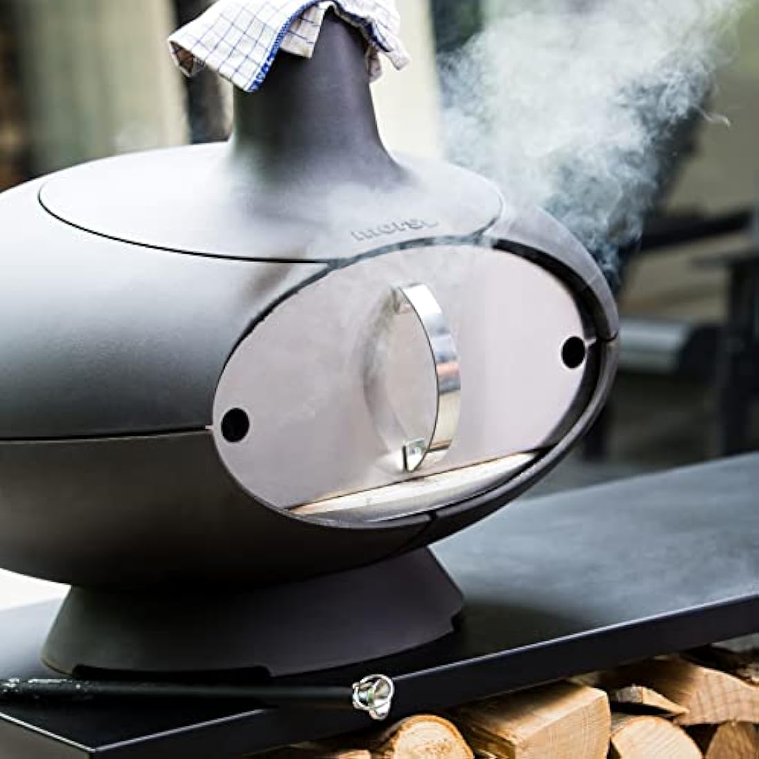 Morsø Door Cover for Morsø Forno Outdoor Oven, Allows for Smoking, Roasting and Baking, Clean Design in Stainless Steel