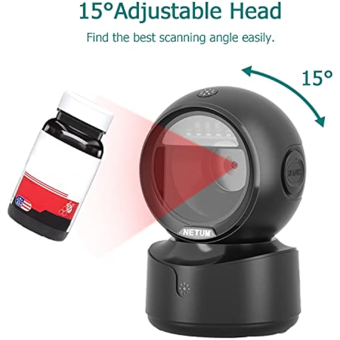 NetumScan Automatic Omnidirectional Desktop Barcode Scanner, Hands-Free USB Wired QR Barcode Reader, 1D 2D Bar Code Image Sensing for Supermarket, Retail Store, Warehouse, Bookstore Pos System NSA5
