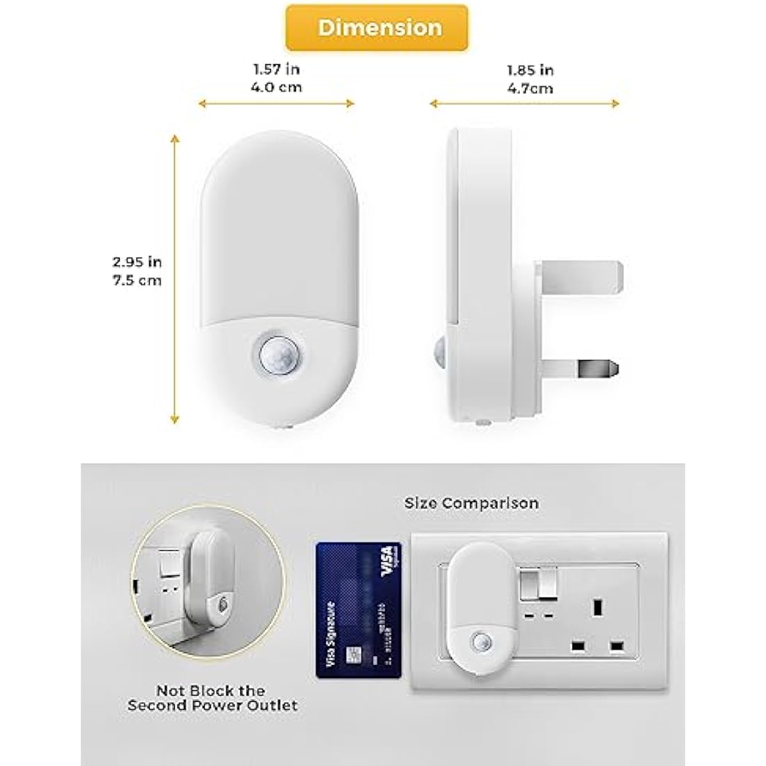 LOHAS-LED Motion Sensor Night Light Plug into Wall, 2 Pack, Motion Sensor Lights Indoor, Warm White 3000K, Plug in Night Light Movement Sensor Light Indoor for Kids Baby Adult Children's Room, Bedroom