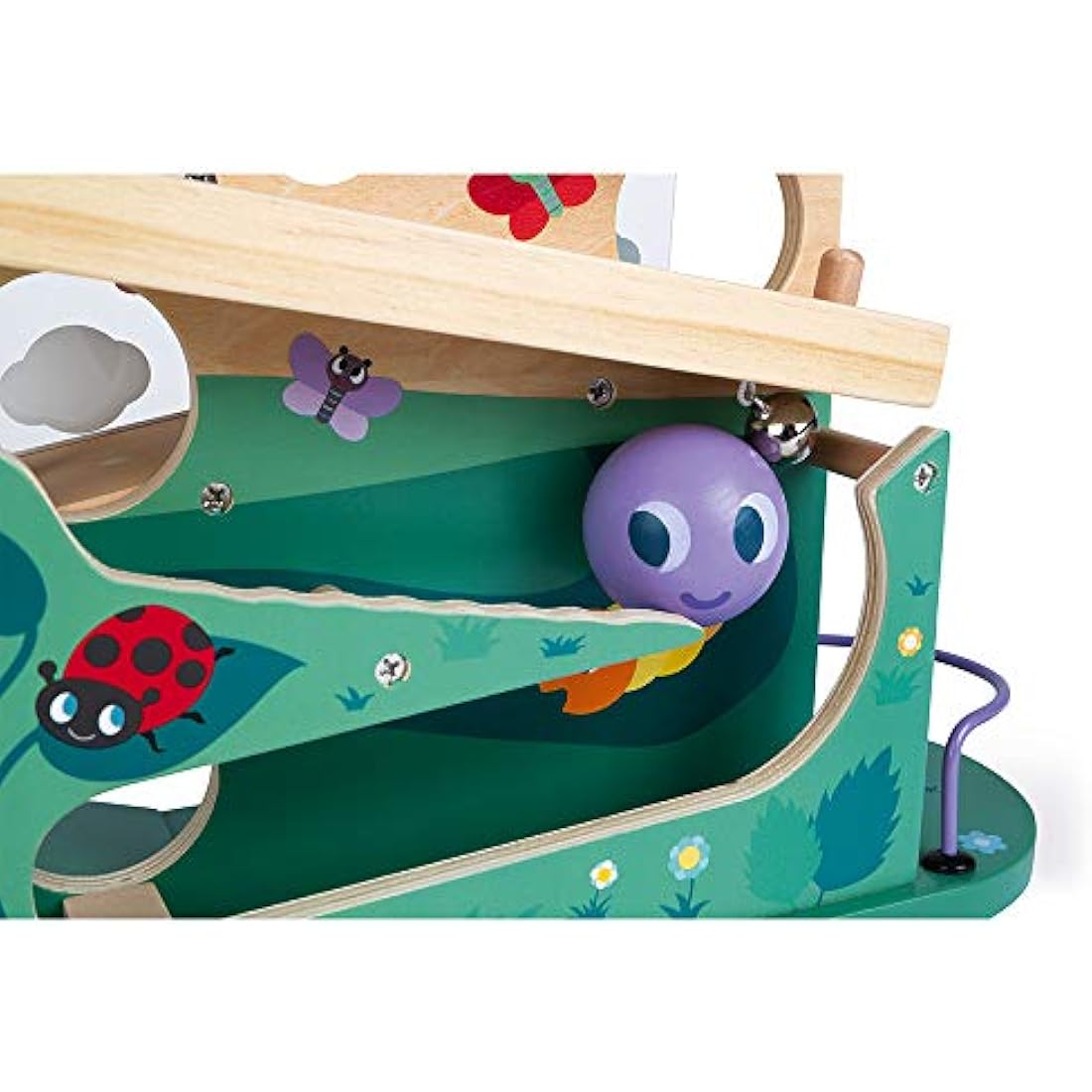 Janod - Wooden Caterpillar Ball Track - Toddler Manipulation and Dexterity Toy - For children from the Age of 1, 08055, Multicolored