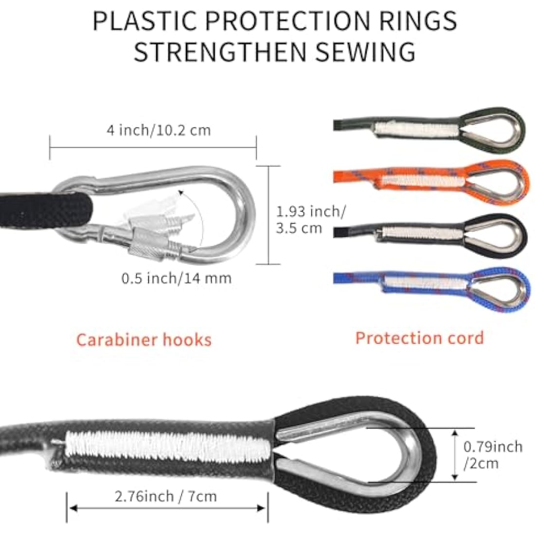 NewDoar 18KN Static Climbing Rope 10mm Accessory Cord Equipment 33FT(10M) 66FT(20M) 98FT(30M) 165FT(50M) Escape Rope with 2 Carabiners for Ice Climbing Fire Rescue Rope Safety Rope