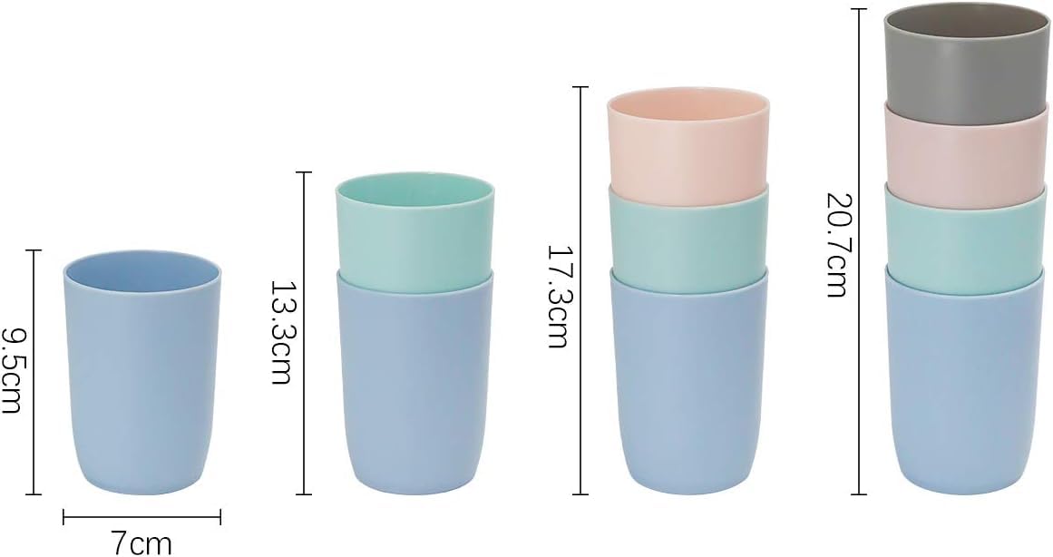 Topsky 4-Pieces Dishwasher Safe Plastic Tumblers Travel Mouthwash Cup Reusable Water Cup Travel Camping Portable Cups Coloured Plastic Cups 4 Color