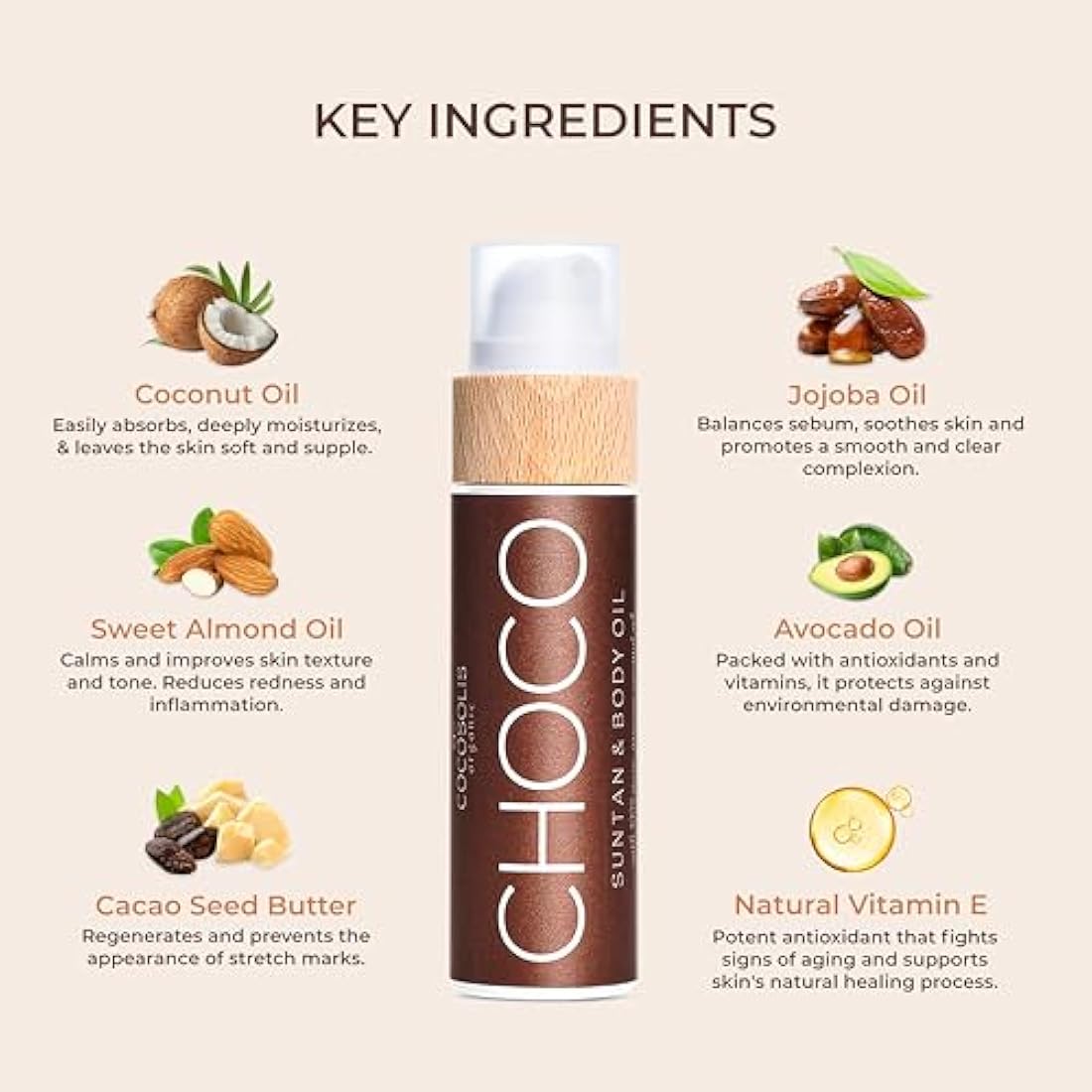 COCOSOLIS CHOCO tanning accelerator - organic oil with vitamin E & chocolate scent for a quick, intensive tan -enhancer for a deep tan - nourishing tanning bed oil (200)