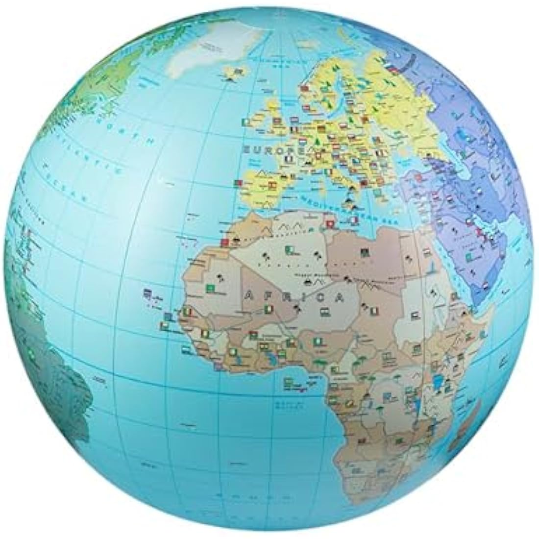 Caly XXL Inflatable Globe The World 85 cm, 060ENF, Ocean Blue