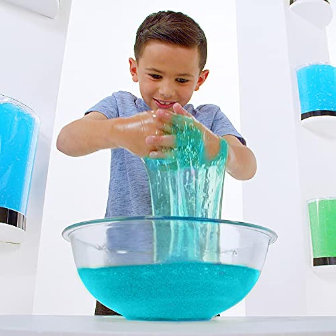 Zimpli Kids Glitter Slime Baff Orange & Aqua, 4 Bath Value Pack, Magically turns water into gooey, glittery slime, 2 x Free Crackle Baff, DIY Slime Kit for Children, Educational Birthday Gift