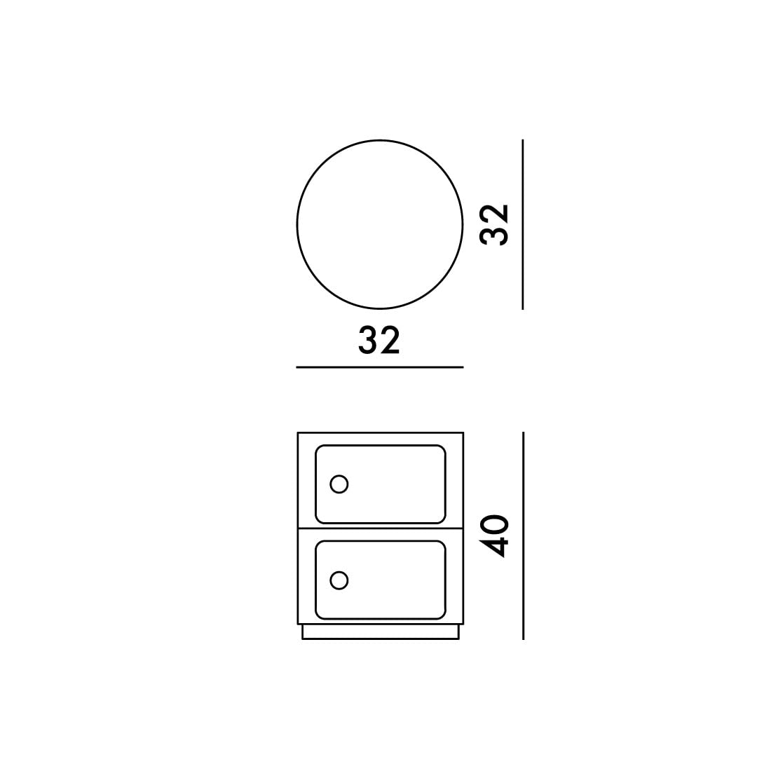 Kartell Componibili Recycled, 2 elements Cabinet, Mat white, Ø 32 x H 40 cm