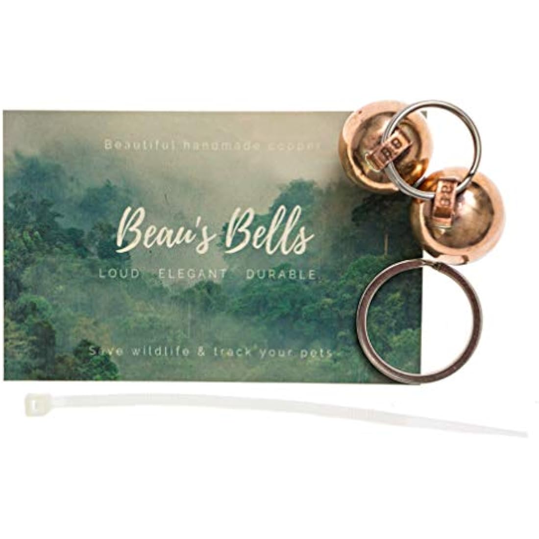 Beau's Bells 2 Extra Loud Cat & Dog Bells | Pet Tracker | Save Birds & Wildlife Handmade Copper (Large)