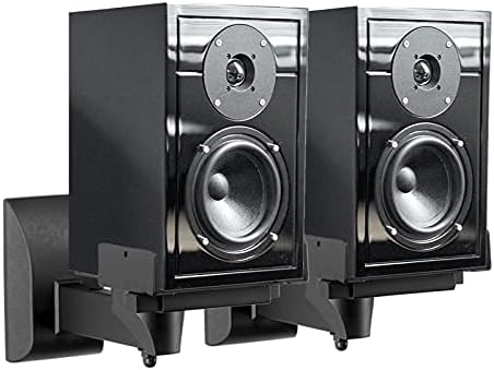 Suptek Wall Mounts, Dual Stands for Surround Sound Speakers, Universal Bracket, Tilt Swivel Shelves Up to 25kg Black (2 Pack)