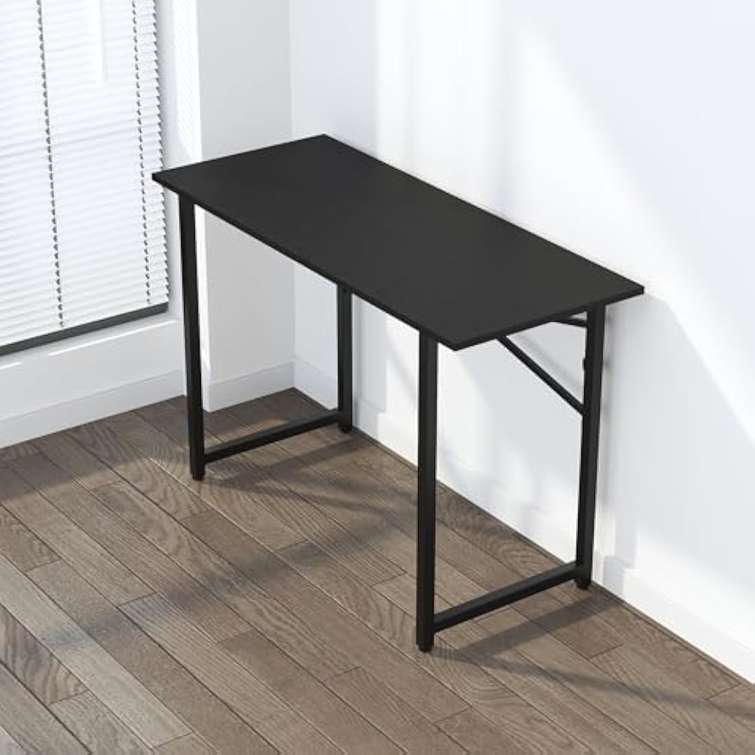 Lutown-Teen Folding Computer Desk 120 cm, Writing Gaming Computer Camping Table, No Assembly Required Home Office Desk, Black