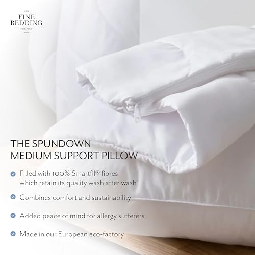 The Fine Bedding Company - Spundown Ultimate King Size XL Pillow - Medium Support - Soft Touch 100% Cotton Cover - Machine Washable - Hypoallergenic