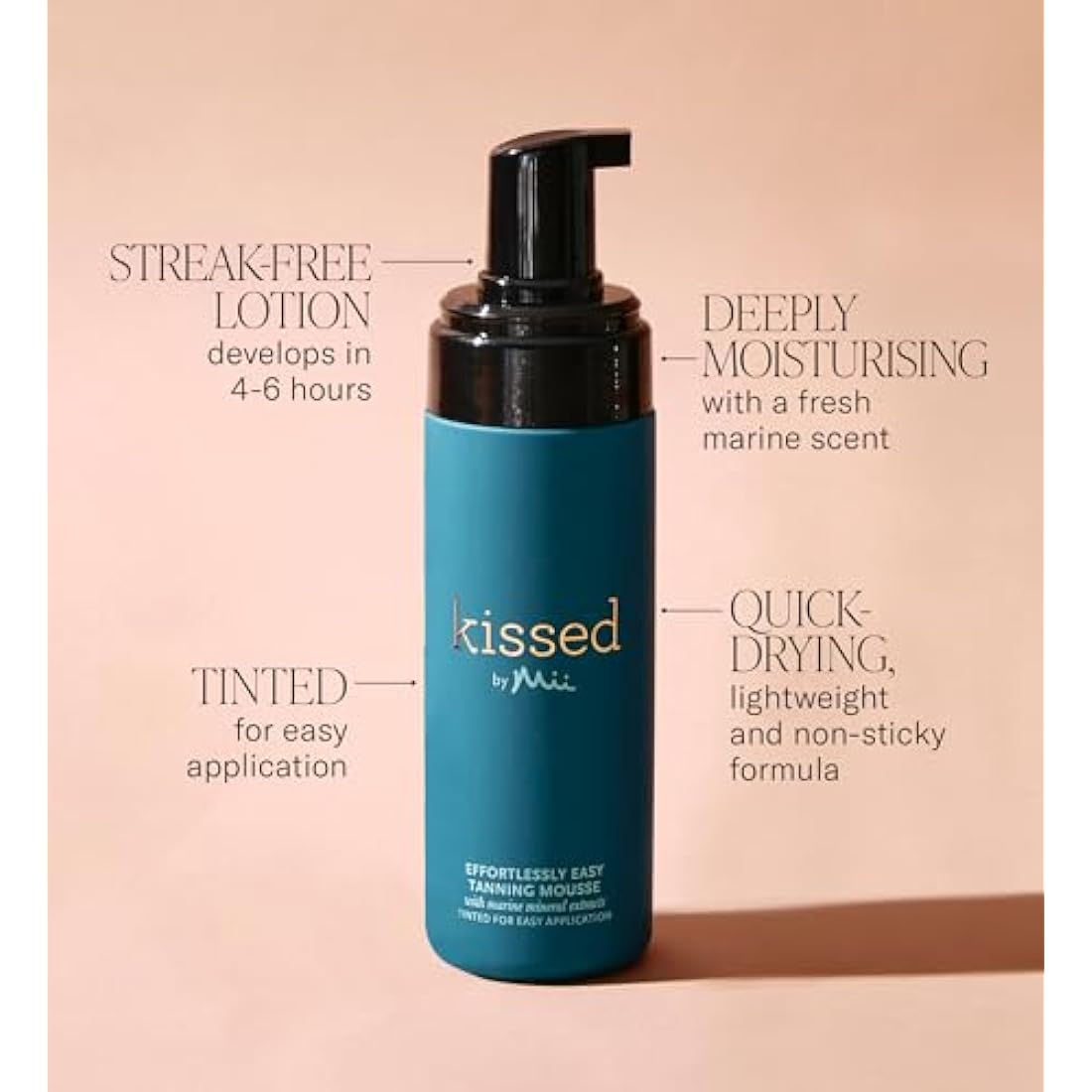 Mii Cosmetics | Kissed Effortlessly Easy Tanning Mousse | Hydrates Skin & Offers Flawless, Streak-Free Tanning | Medium, 150ml