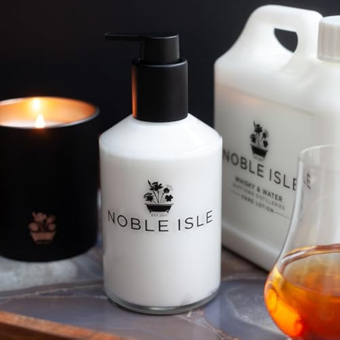 Noble Isle Hand Lotion | Luxury Hand Moisturiser For Men & Women | Anti-age, Vegan Friendly, Real Perfume, Britain In A Bottle Hand Cream | Made in the UK (300ml, Whisky & Water)
