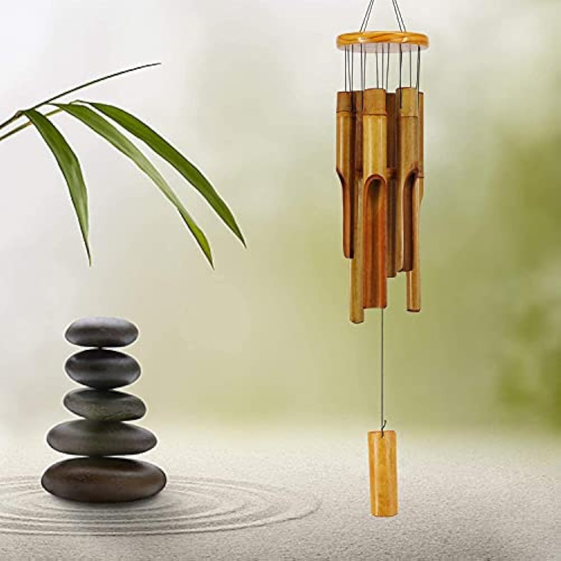 Bamboo Wind Chimes Outdoor,Wooden Wind Chimes with Melody Deep Tone,30" Classic Zen Garden Windchime for Relaxation, Grace.Home Décor for Patio, Garden or Indoor
