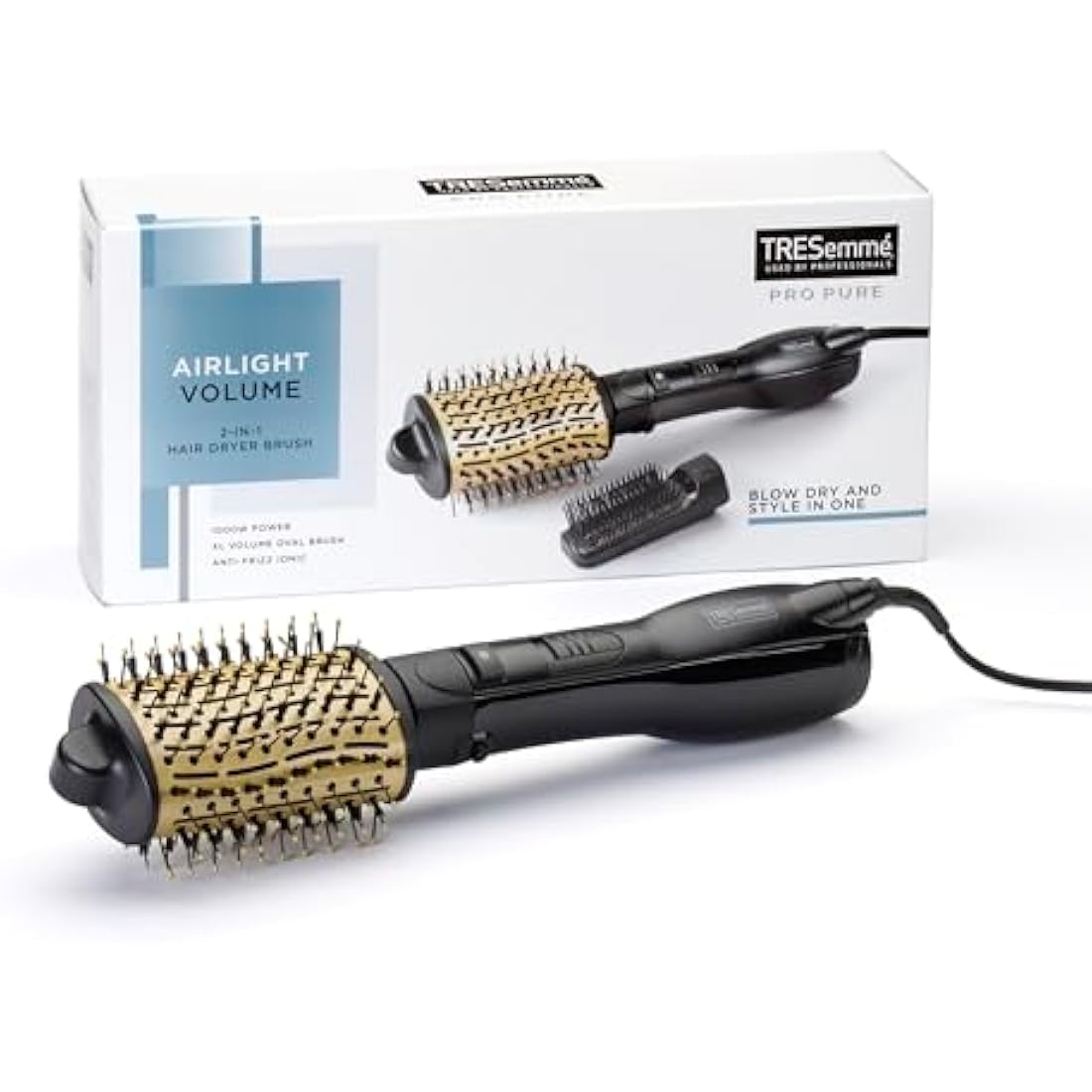 TRESemme 2 in 1 Hair Dryer Brush, Airstyler for Bouncy Blowout Styles, Oval Brush for Volume, Ionic for Smooth Results