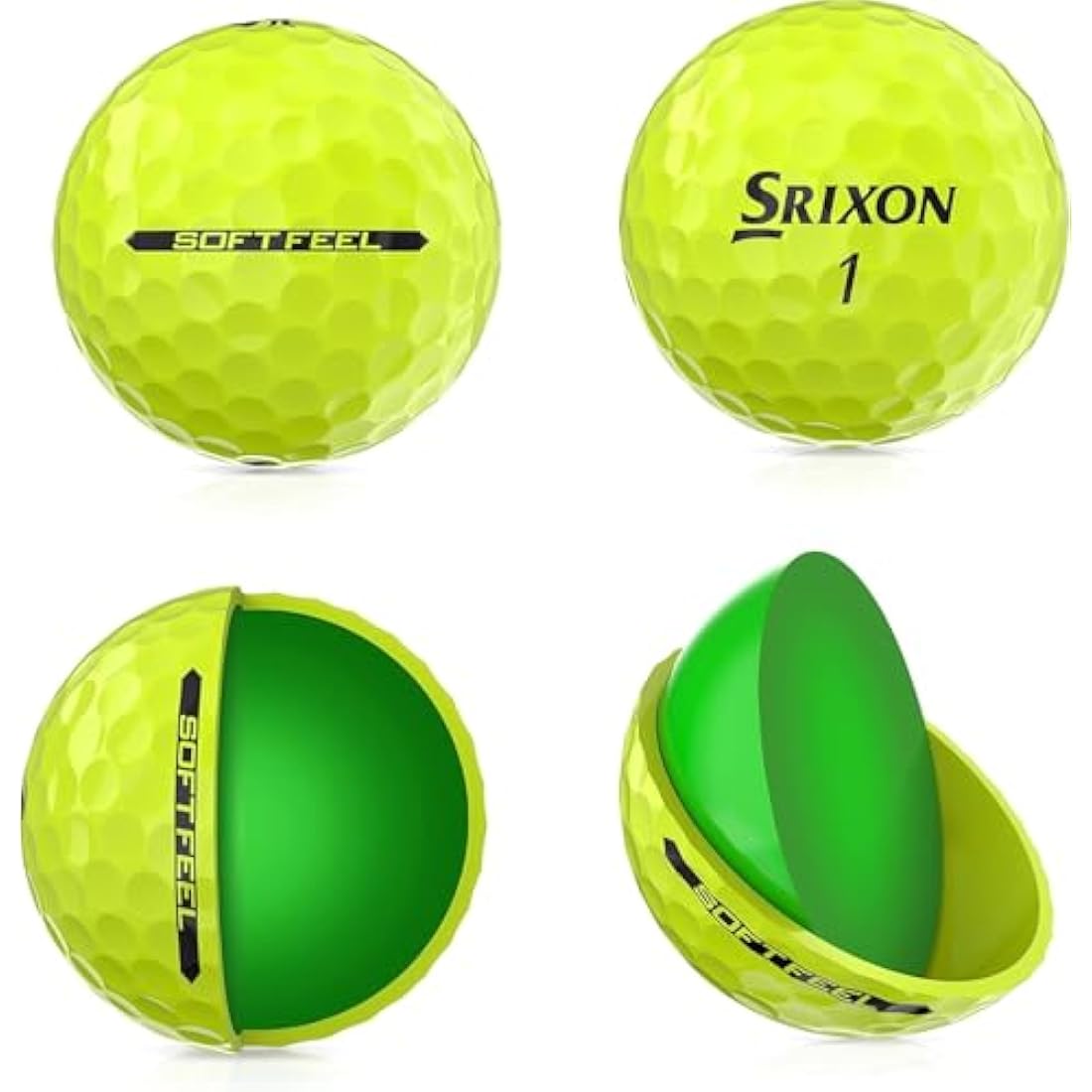 Srixon SOFT FEEL_13 & 14 Ultra-soft and long distance golf balls| Stable trajectory and controlled spin| Premium feel and control around the green| Yellow/White