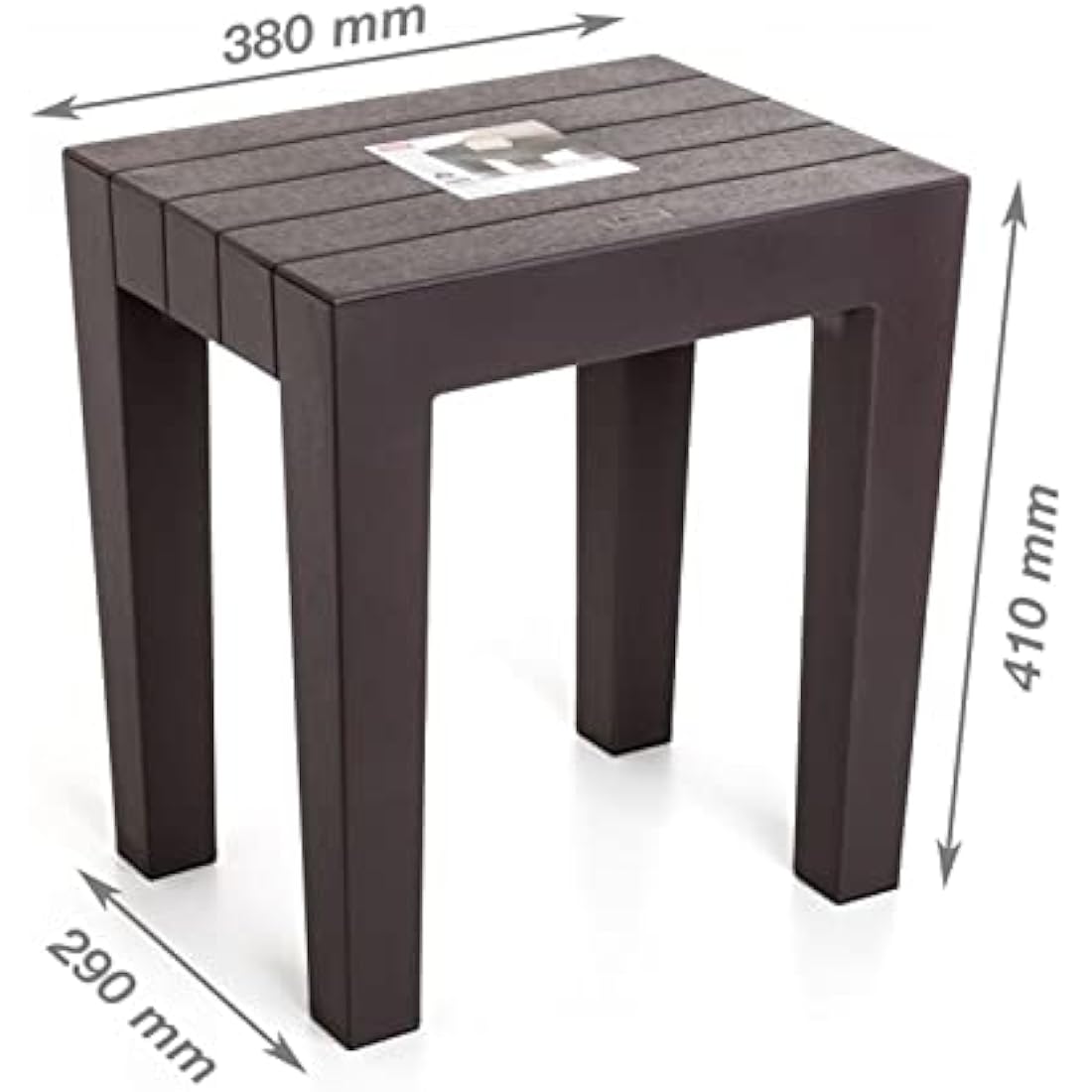 Tatay Lombok Rectangular Bench, Polypropylene, BPA Free, Wood Effect, Anti-UVA protection, Max 130KG, suitable for indoor and outdoor, Gray. Dimensions 38x29x41cm