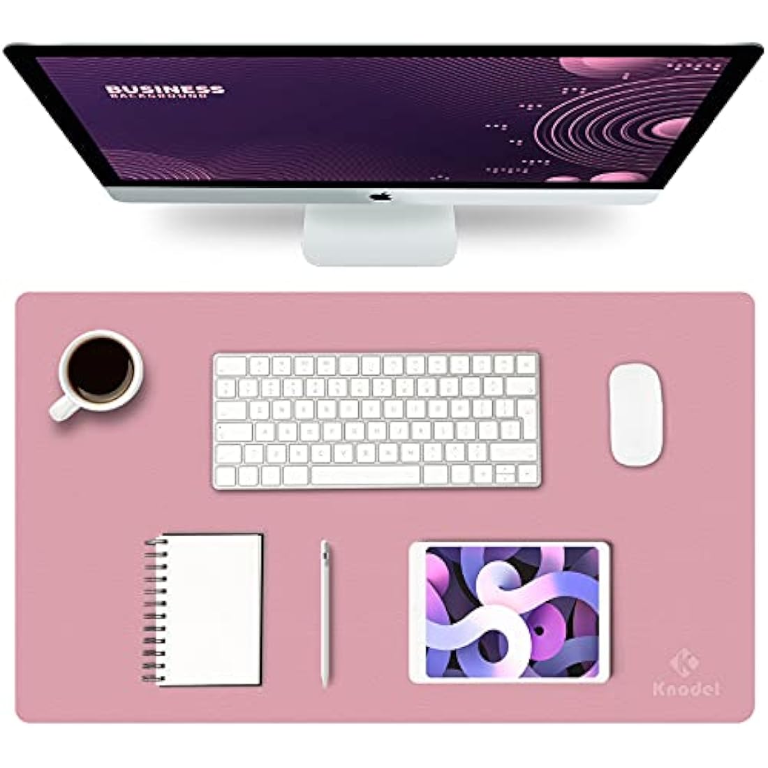 K KNODEL Small Office Leather Desk Mat, Mouse and Keyboard Pad, Computer and Laptop Mat, Desktop Protector and Cover, Writing Pad and Blotter (60x35cm, Purple)