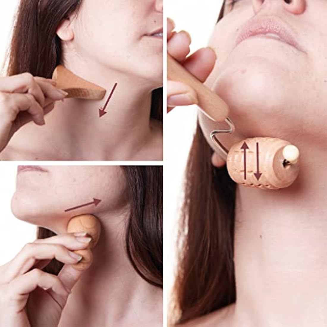 BICTIVE® Wooden Face Roller and Gua Sha Set. Wood Therapy Tools for Face, Slimmer, Face Rollers for Women, Facial Tools, Massager for Face Firming, Double Chin and Contour.