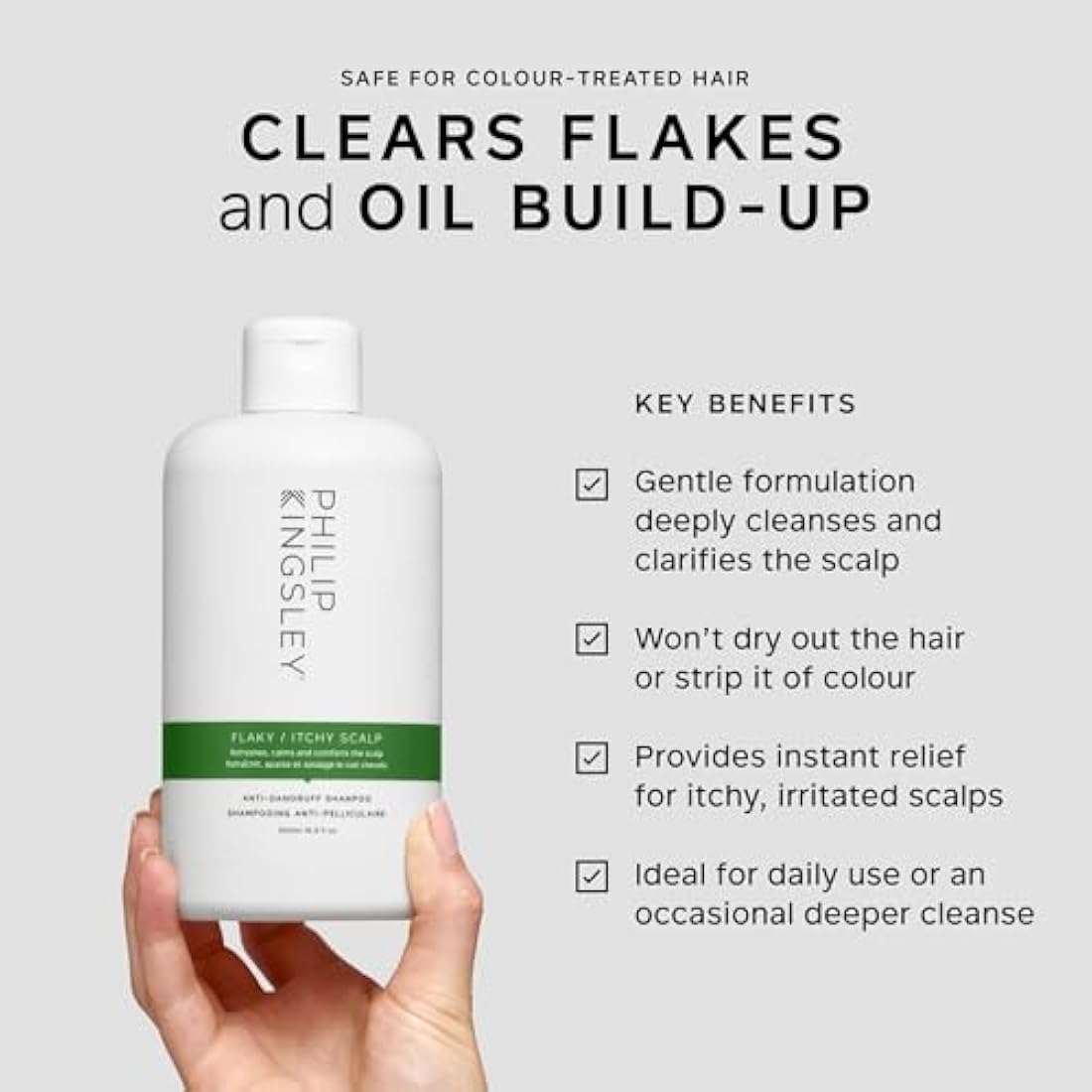 Philip Kingsley | Flaky/Itchy Scalp Shampoo | Anit-Dandruff Shampoo For Flaky, Itchy, Dry, Oily Scalps | Cleansing Scalp Care | Hair Shampoo that Hydrates, Soothes and Calms | 500ml