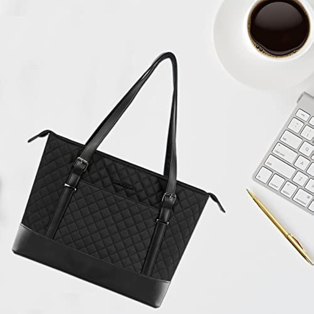 KROSER Laptop Tote bag 15.6 Inch Large Shoulder Bag Lightweight with USB Charging Port Water-repellent Nylon Computer Tote Bag Women