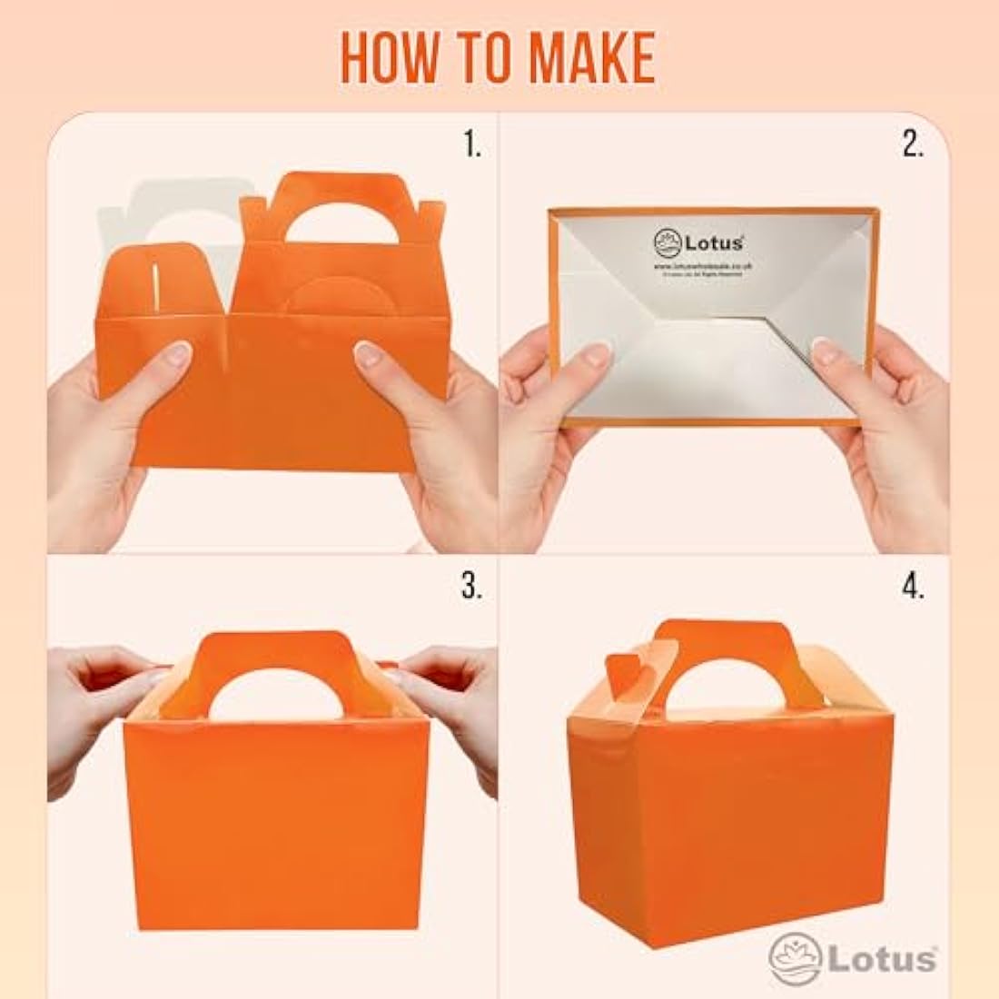 Lotus 50-Pack Kids’ Party Favor Boxes–Stylish Orange Treat Containers for Birthdays, Halloween, Picnics & Fun Celebrations| Perfect for Loot Box & Party Favors| Eye-Catching for Any Occasion (Orange)