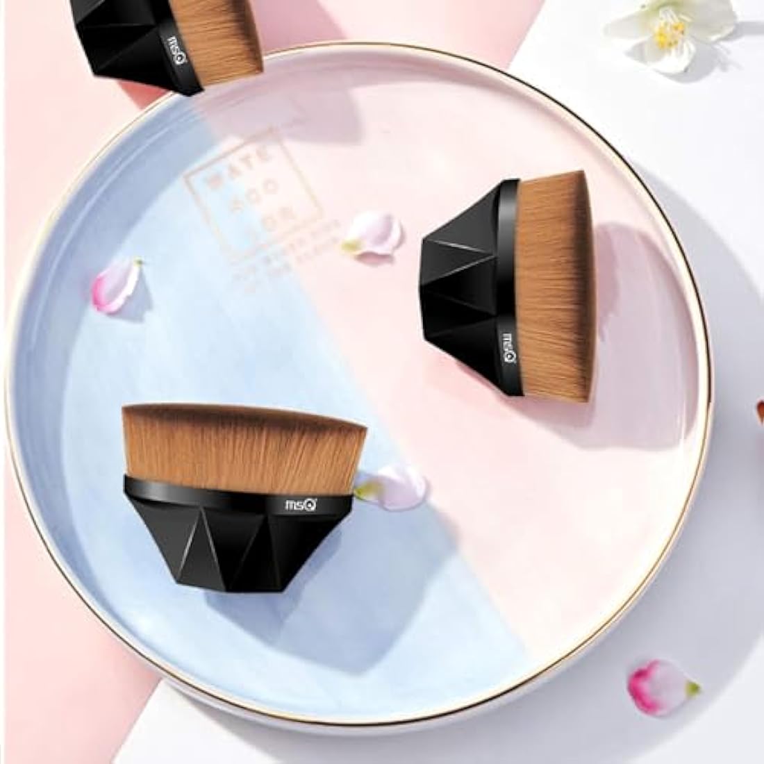 MSQ Flawless Foundation Brush Kabuki Make up Brush Prefect for Liquid and Cream Foundation Blush Bronzer with Storage Case Easy to Carry Black