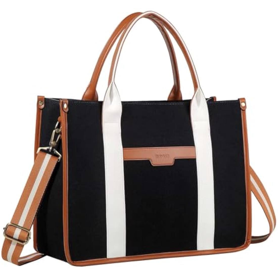 RAVUO Laptop Bag for Women, 15.6 Inch Large Canvas Tote Bag Ladies Teacher Purse and Handbag With Detachable Shoulder Strap