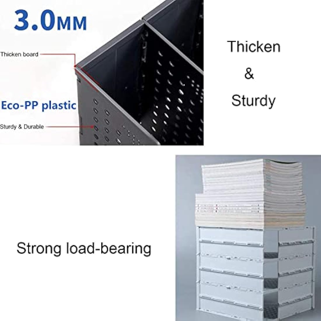 Sivelike A4 File Holder Folding Bookshelf,1 Year Warranty,4 Vertical Compartments magazine file holder,Desk Organizer Document Folder for Office Organization and Storage (Dark gray)