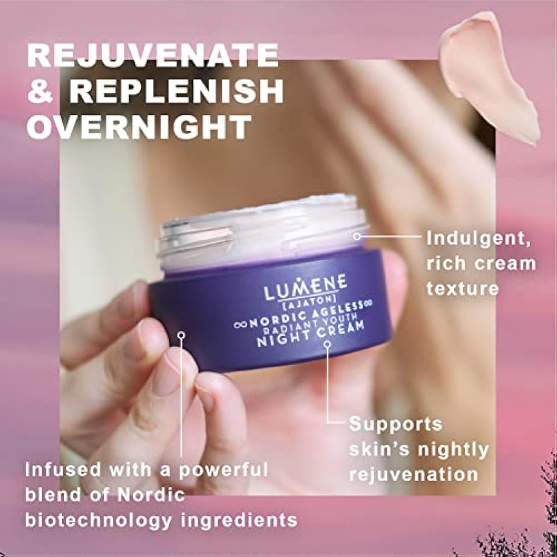 LUMENE Nordic Ageless [AJATON] Radiant Youth Rejuvenating & Replenishing Night Cream, Vegan 50ml
