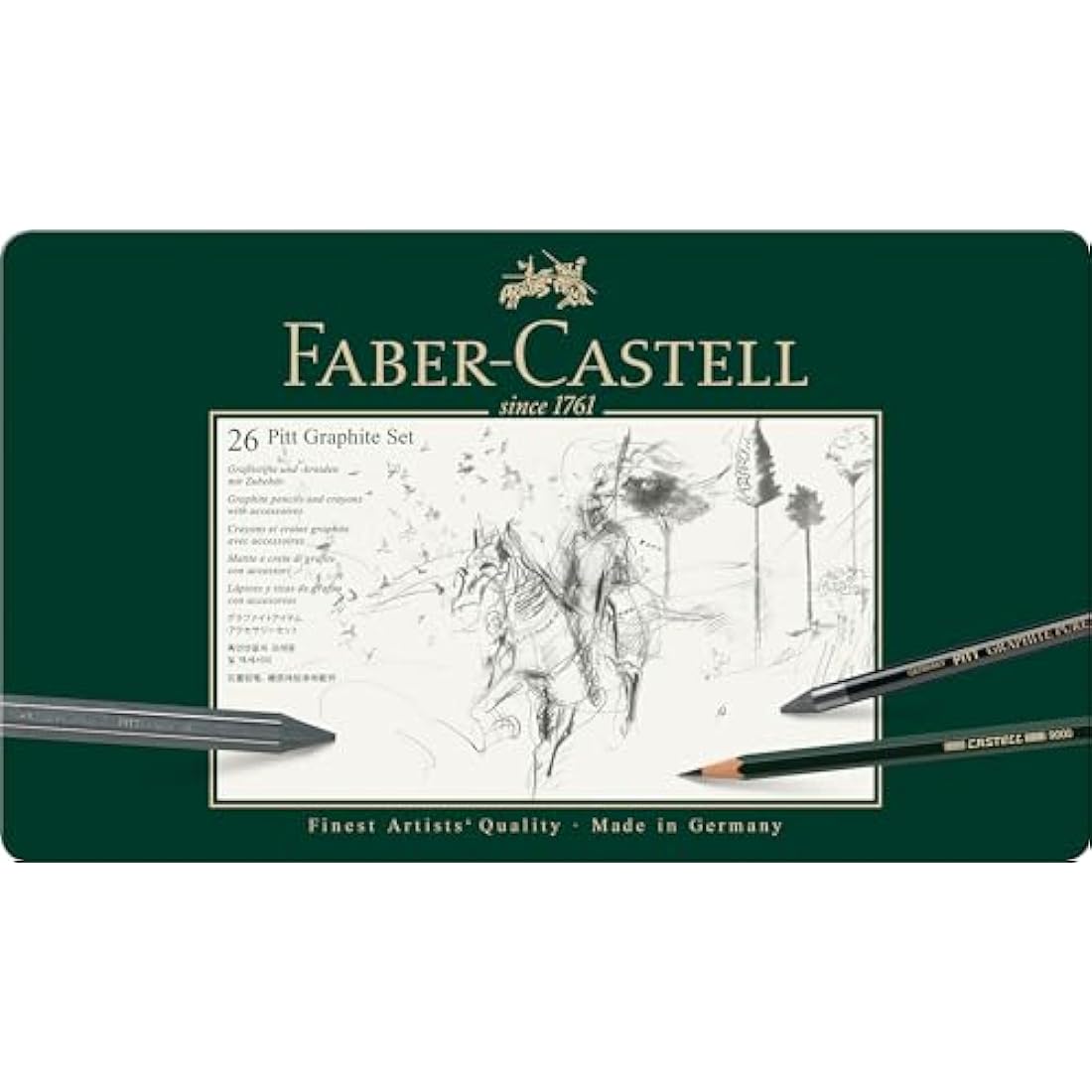 Faber-Castell Pitt Graphite 26-Piece Large Tin Professional Quality Set in a Metal Case