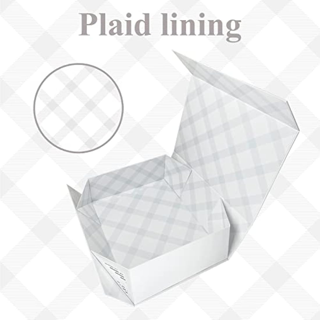 Tekhoho White Large Gift Box 33x23.7x10 cm, Premium Present Box with Magnetic Lid and Ribbon for Holidays Wedding Birthday Gift Packaging, Plaid Lining