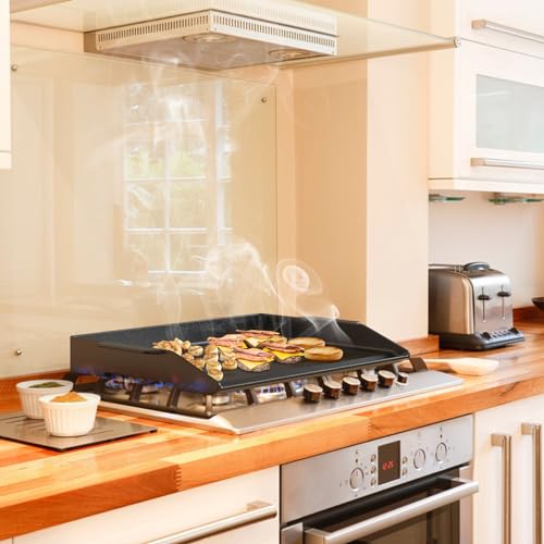 Onlyfire Universal Enamelled Cast Iron Griddle Plancha, Non-Stick Coating Grill Plate with Extra High Sidewalls for All Gas Grills and Gas Hob,