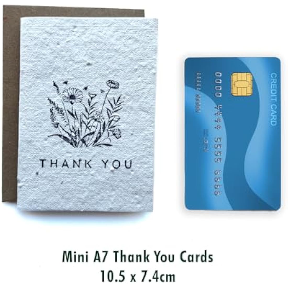 Small Plantable Seed Paper Thank You Cards - Handmade, Eco Friendly & Recycled Gratitude Notes/Giftcards for Teacher, Friend, Wedding etc - Biodegradable Pack of 32 A7 Mini Greeting Gifts