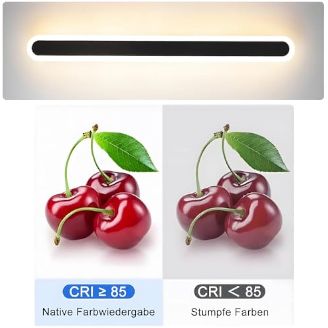 ZTWLEED Long Wall lamp,44W LED Wall Light Interior,120CM Tricolor Lighting Mode RA≥80 Living Room lamp,Black Wall Light for Living Room,Bedroom,Stairs,Hallway,AV220V