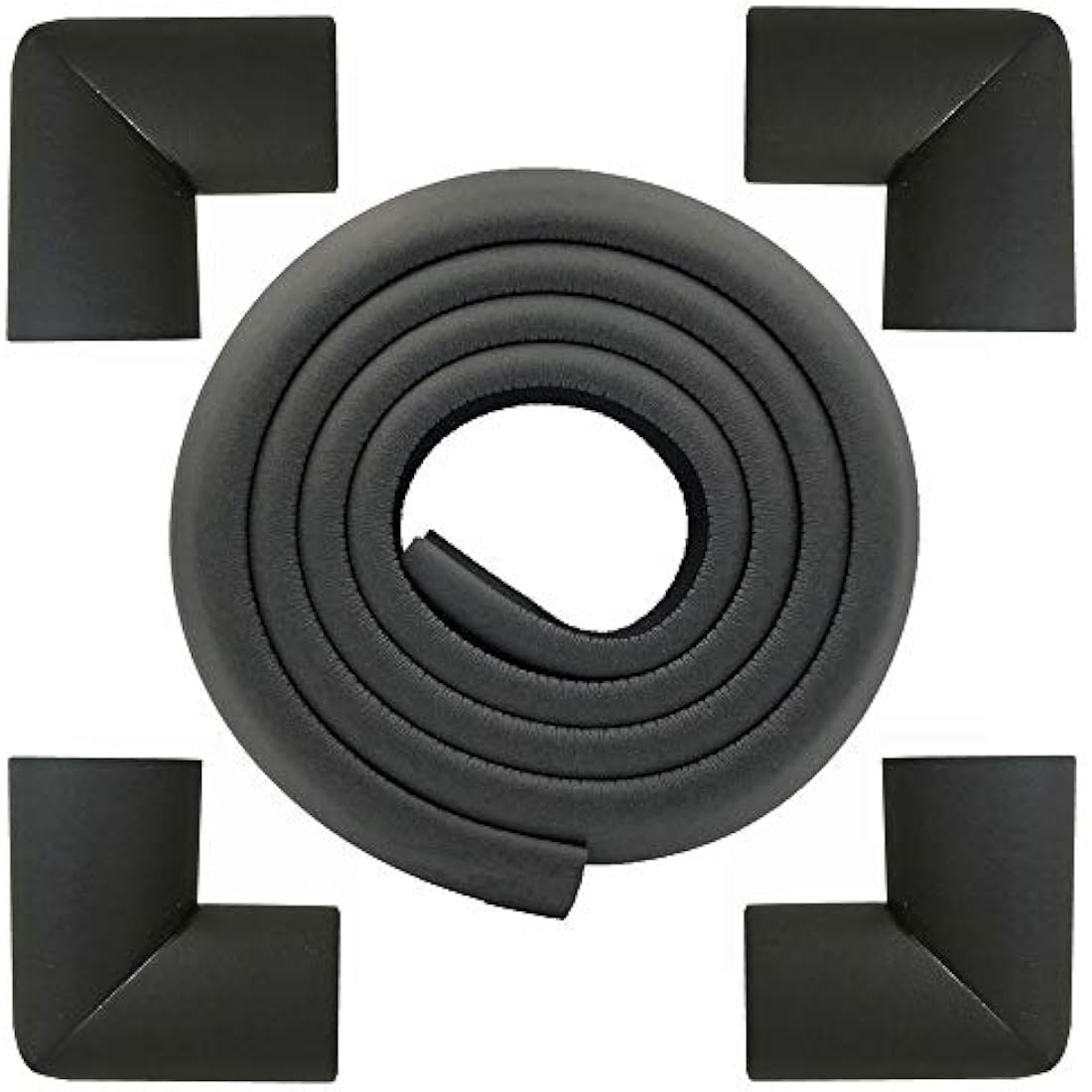 M2cbridge L Shape Extra Thick Furniture Table Edge Protectors Foam Baby Safety Bumper Guard 2 M (Black with 4 Corners)