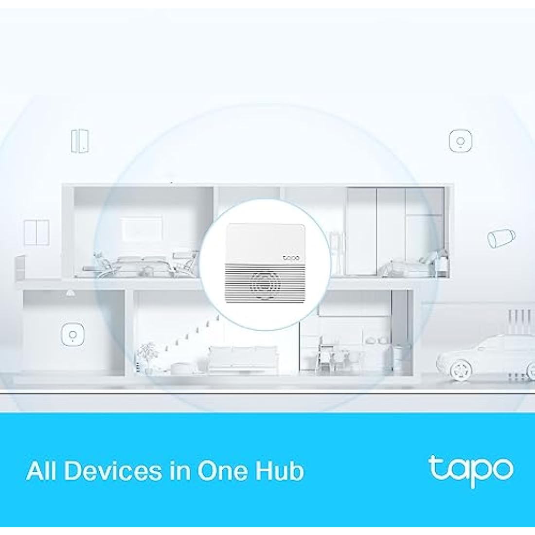 Tapo H200 Smart Hub with Alarm & Chime, Works with Tapo Switches, Buttons, Sensors, Cameras and Video Doorbells, Connect Up to 64+4 Devices, 19 Ringtones, Low-Power Wireless, Local microSD Storage